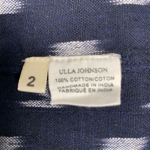 Ulla Johnson Corsica Dress Blue White Indigo Ikat Print Size 2 Short Popover - Picture 11 of 12